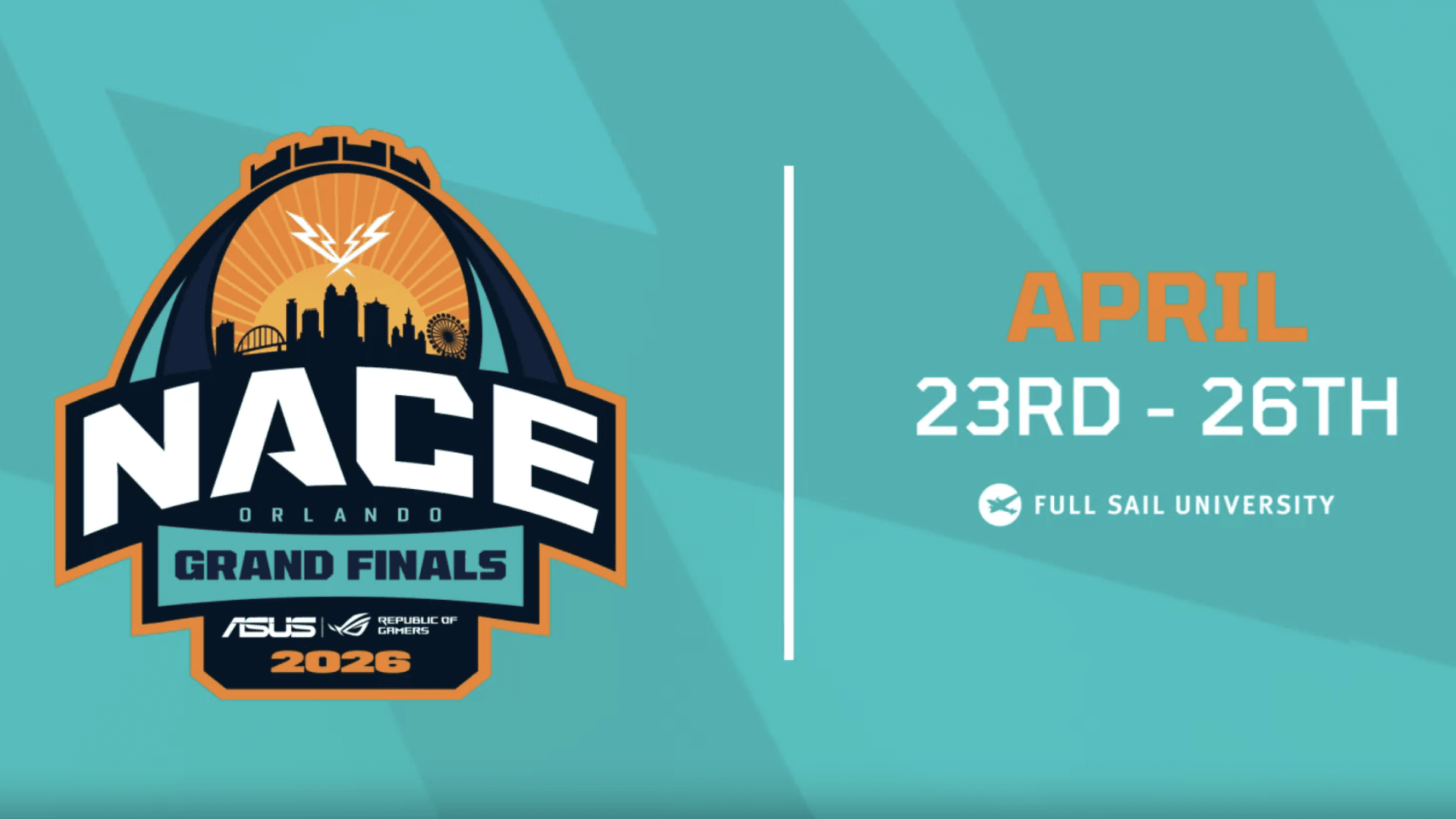 NACE Grand Finals graphic located at Full Sail University from April 23-26, 2026